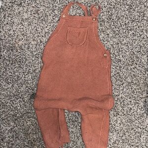 Kids Knit Overalls in Rust